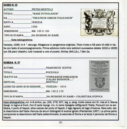 BERTELLI P. "Mare Puteolanum"  e  SCOTUS  f.     "POZZUOLO"    (Lotto)   ANNO 1610