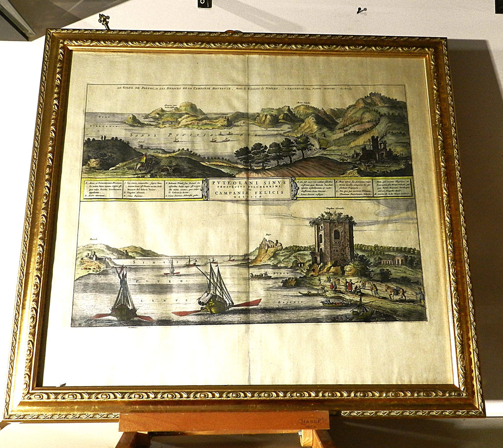 J BLAEU - MORTIER - "PUTEOLANUS SITUS PROSPECTUS" CON CORNICE s.v.- anno 1704  €   500