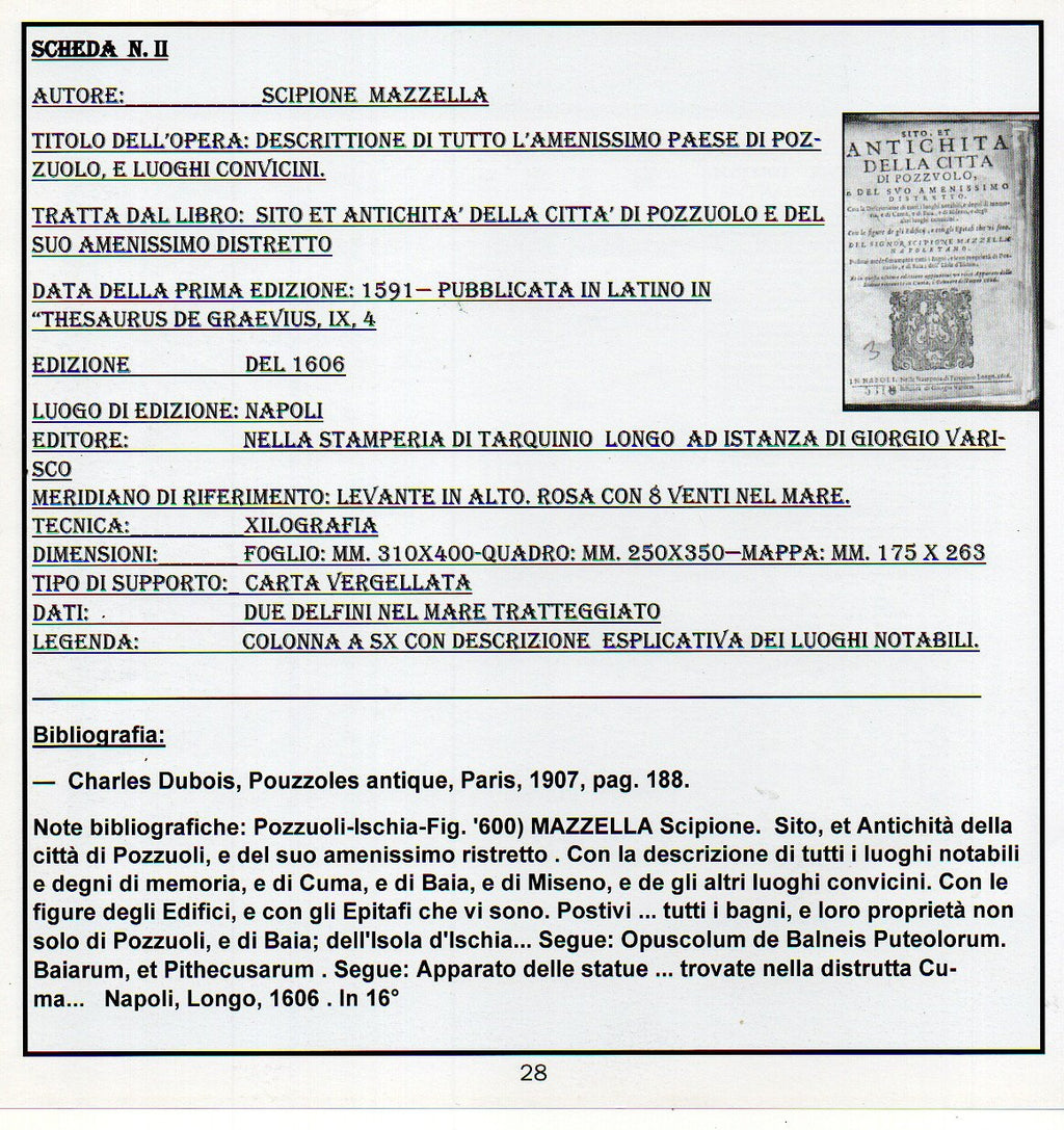 SCIPIONE  MAZZELLA  - ANNO  1595 - DESCRITTIONE DI TUTTO L'AMENISSIMO PAESE DI POZZUOLO E LUOGHI CONVICINI