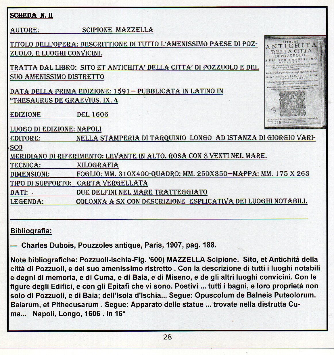 SCIPIONE  MAZZELLA  - ANNO  1595 - DESCRITTIONE DI TUTTO L'AMENISSIMO PAESE DI POZZUOLO E LUOGHI CONVICINI