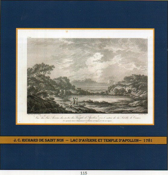 J. C. DE SAINT-NON - "LAC AVERNE, TEMPLE D'APOLLON, ENTREE' DE LA SIBILLE DE CUMES" - anno 1829 -  €  150