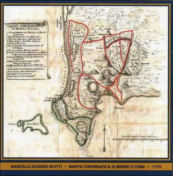 M. E. SCOTTI - CARTA COROGRAFICA DI MISENO E CUMA - ANNO  1775