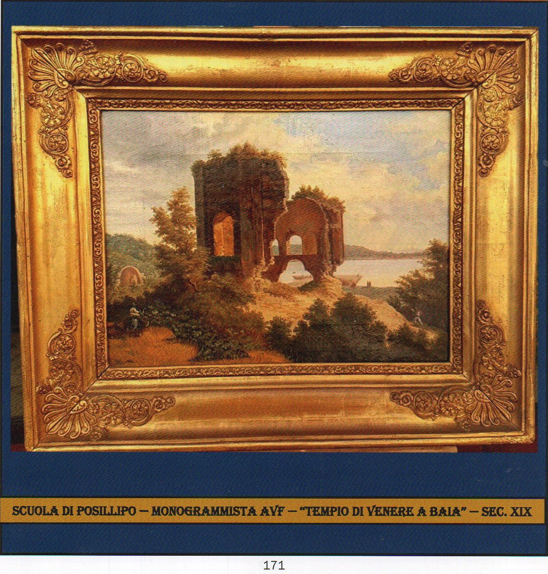 TEMPIO DI VENERE A BAIA - SCUOLA DI POSILLIPO ANNO 1850 -