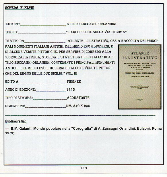 "ZUCCAGNI ORLANDINI" - "L'ARCO FELICE SULLA VIA PER CUMA"  anno 1845 €  150