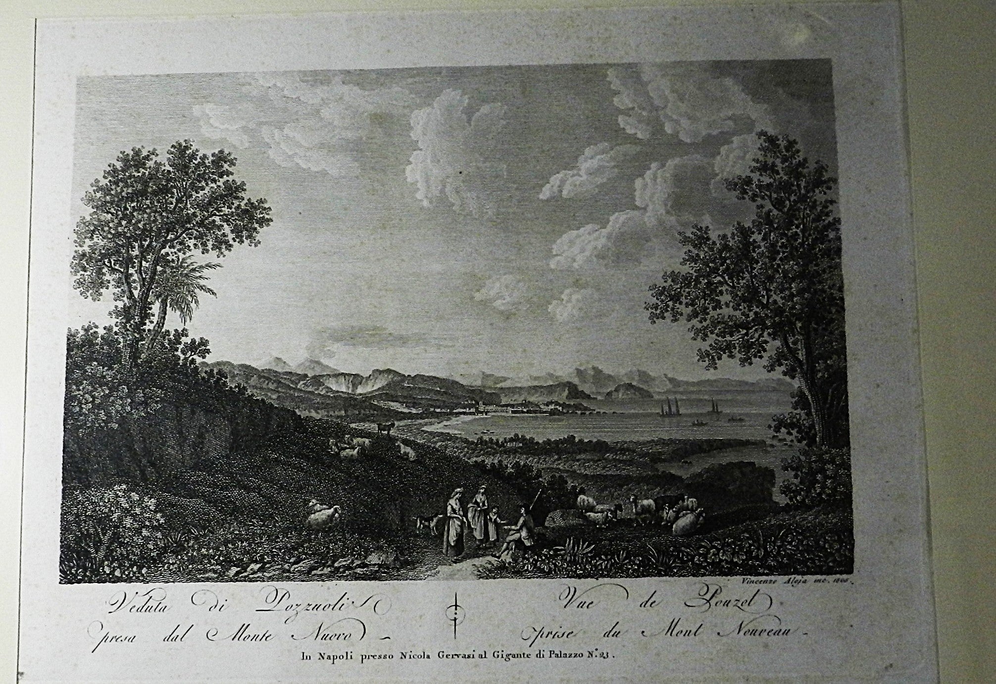 ALOJA - FERGOLA -"VEDUTA DI POZZUOILI PRESA DAL MONTE NUOVO"  anno 1804  - € 150
